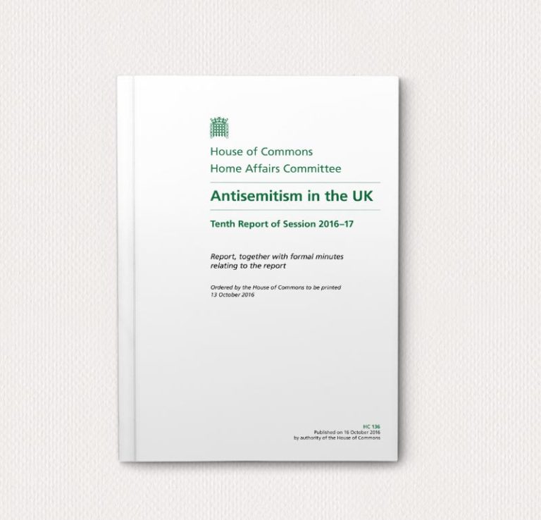 Antisemitism in the UK. Tenth Report of Session 2016–17